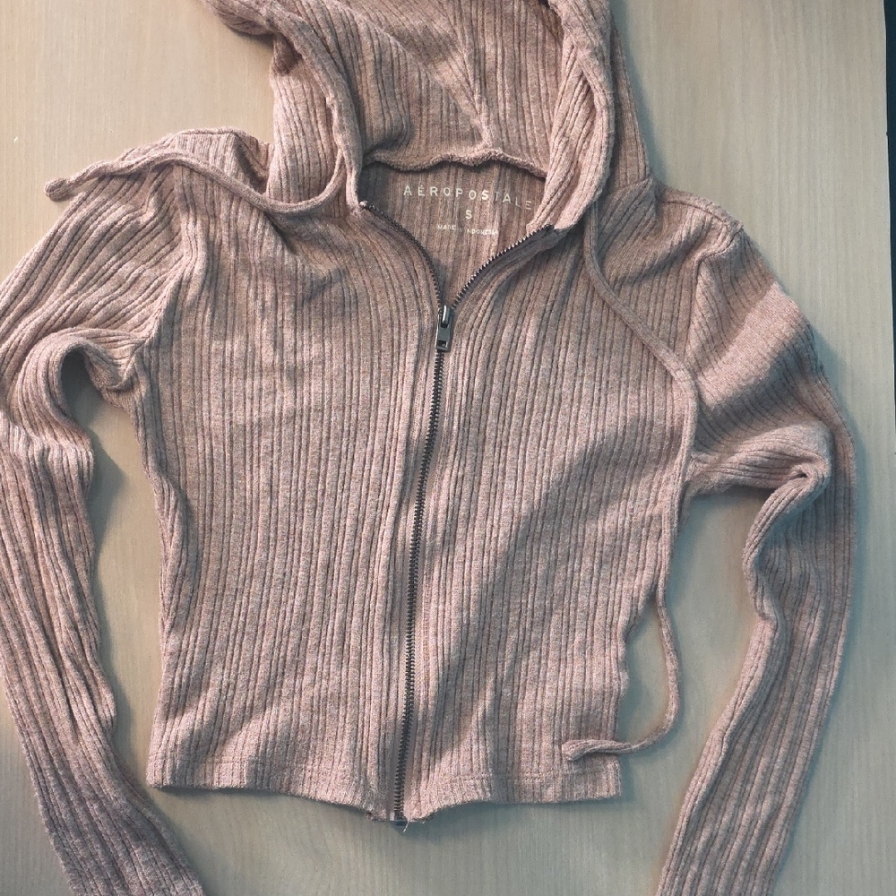Aeropostale Blush Ribbed Hoodie